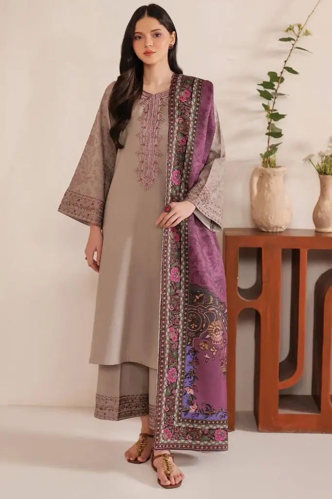 Winter Collection Embroidery Dhanak 3pc  