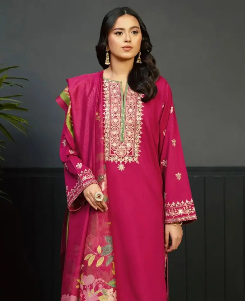 Winter Collection Embroidery Dhanak 3pc     